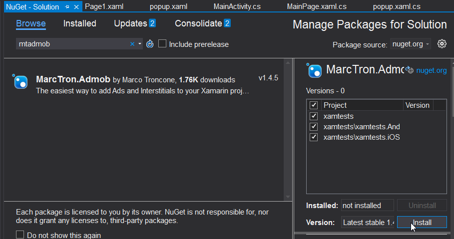 Instalando MTAdmob