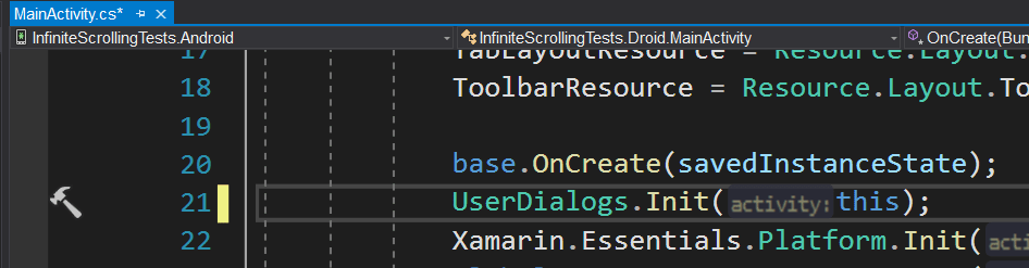 Inicializando UserDialogs