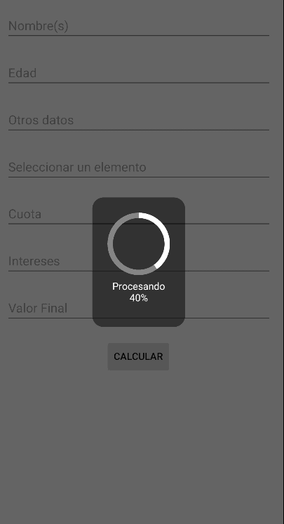 Activity Indicator con progreso en porcentaje