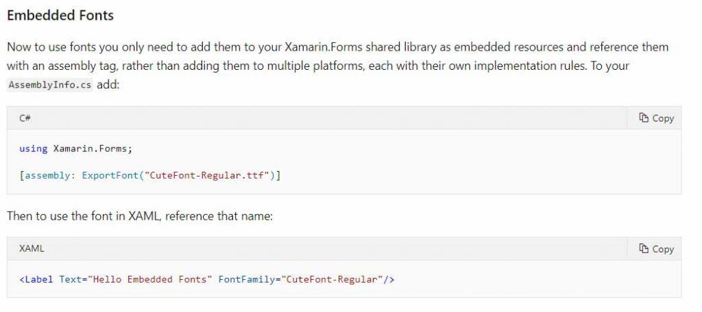 Xamarin Forms Fuentes