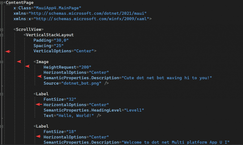 Jerarquía en archivos xaml net maui